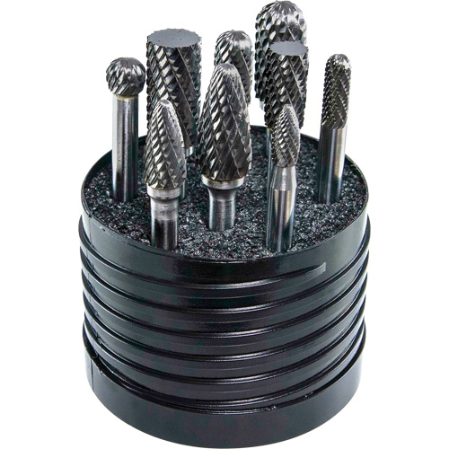 DRILLCO Magnum SET 1 Solid Carbide Double Cut Burr Set, 8 Pieces O-Max