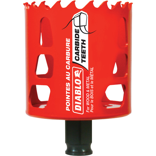Wood & Metal Hole Saw, 2-1/2", 2-3/8" Depth of Cut, Carbide O-Max