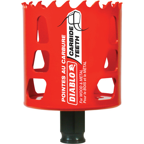 Wood & Metal Hole Saw, 2-9/16", 2-3/8" Depth of Cut, Carbide O-Max