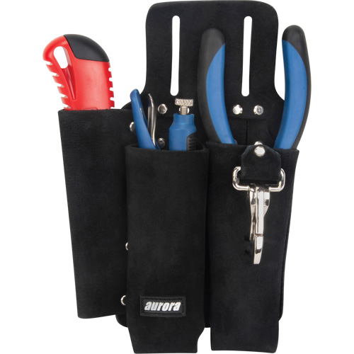 Porte-outils pour monteur de ligne, Porte-outil multiple, Cuir, 3 Poches O-Max