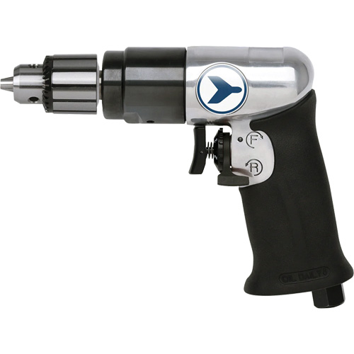 AD38VSRK Variable Speed Air Drill, 6 CFM, 1/4" NPT, 82 dBA, 3/8" Chuck, Keyed O-Max