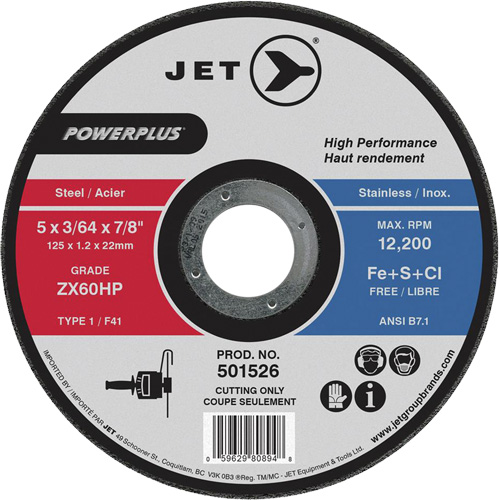 ZX46HP PowerPlus Cut-Off Wheel, 7" x 1/16", 7/8" Arbor, Type 1, 8500 RPM O-Max