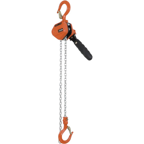 KLP-25-5 KLP Series Lever Chain Hoists, 5' Lift, 500 lbs. (0.25 tons) Capacity, Steel Chain O-Max