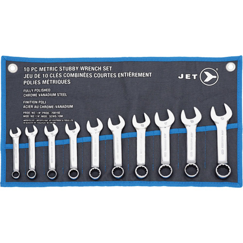 SCWS-10M Stubby Wrench Sets, Combination, 10 Pieces, Metric O-Max