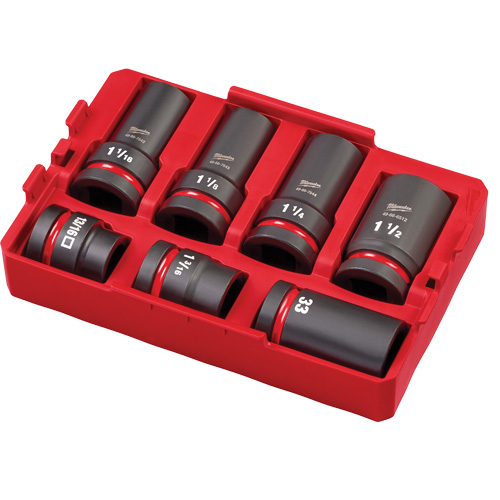 Packout Shockwave Impact Duty Metric & SAE Wheel Service Socket Set, 7 Pieces, 1" Drive Size O-Max