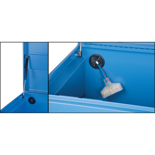 Jobsite Tool Box, 48" x 24" x 27-3/5", Steel, Blue O-Max