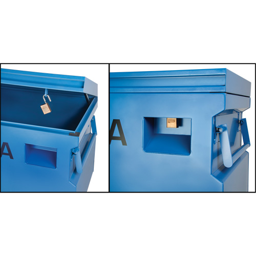 Jobsite Tool Box, 48" x 24" x 27-3/5", Steel, Blue O-Max