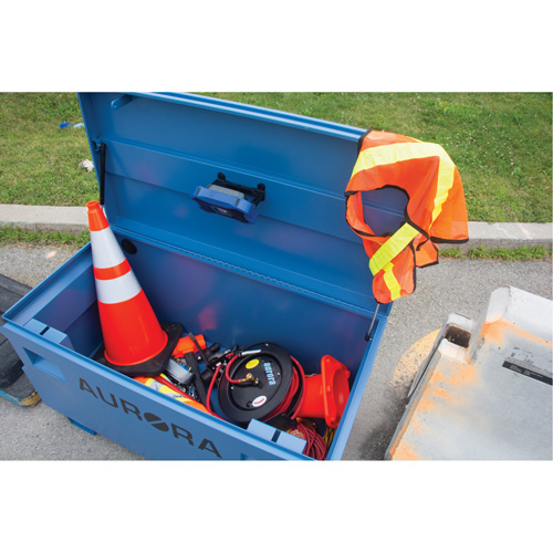 Jobsite Tool Box, 48" x 24" x 27-3/5", Steel, Blue O-Max