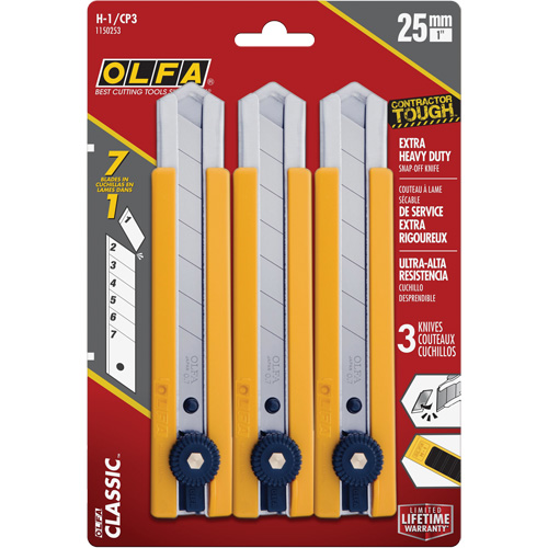 H-1 Classic Extra Heavy-Duty Utility Knife with Rubber Grip Inset, 25 mm O-Max