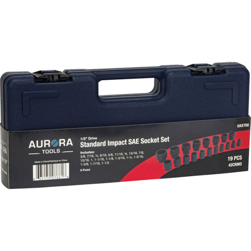 SAE Socket Set, 19 Pcs, Impact, 1/2" Drive Size O-Max