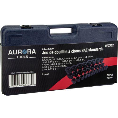 SAE Socket Set, 29 Pcs, Impact, 3/4" Drive Size O-Max