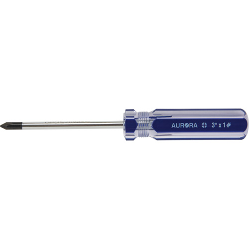 Tournevis Philips bleu transparent avec bandes, #1, Prise Plastique O-Max