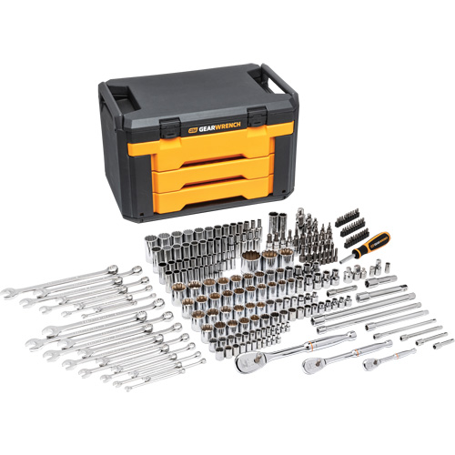 12-Point Mechanics Tool Set in 3 Drawer Storage Box O-Max