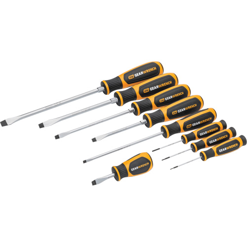 Slotted Dual Material Screwdriver Set in Foam Storage Tray, 9 Pcs. O-Max