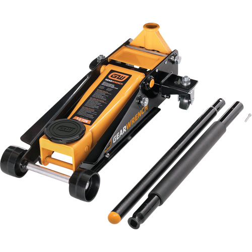 Heavy-Duty Floor Jack, 3 Ton(s) Capacity, 5-1/4" Lowered, 18-1/4" Raised, Manual Hydraulic O-Max