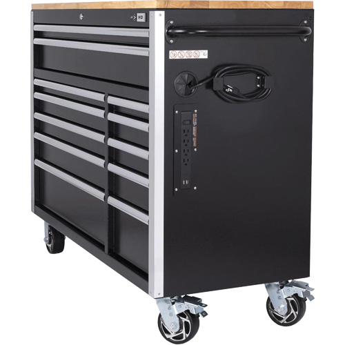 HDRC5212 HD Series Roller Cabinet, 12 Drawers, 51-1/4" W x 21" D x 40-3/10" H, Black O-Max