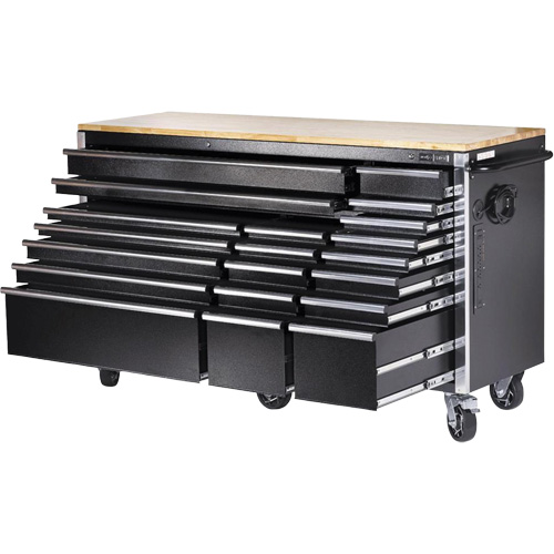 HDRC7220 HD Series Roller Cabinet, 20 Drawers, 72" W x 24" D x 42-3/10" H, Black O-Max