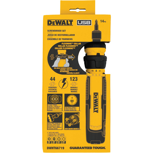 Jeu de tournevis sans fil de 14 morceaux avec commande FLEXDRIVE, 4 V, 44 lb-po/5 Nm couple max. O-Max