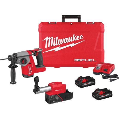Marteau rotatif FUEL SDS Plus avec ensemble extracteur de poussi&egrave;re, 18 V, 5/8", 1400 tr/min O-Max