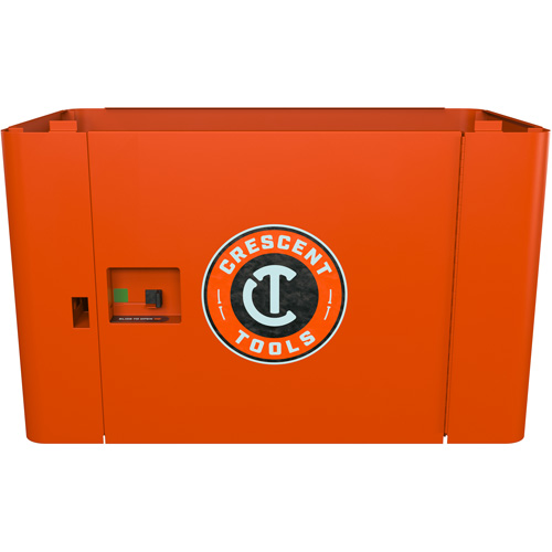 Armoire de rangement s&eacute;curis&eacute;e RAILWORKS en acier avec panneau &agrave; porte simple verrouillable O-Max