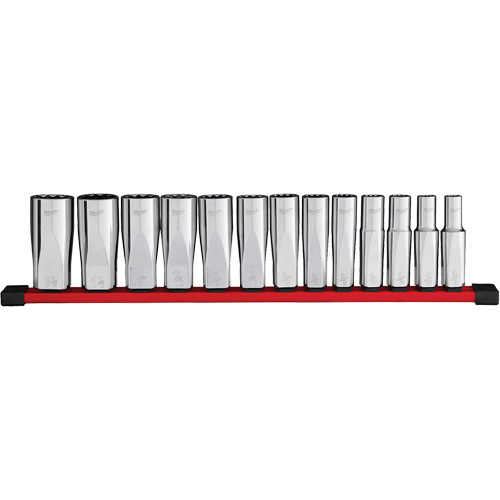 12-Point Deep Well SAE Socket Set, 13 Pcs, 1/2" Drive Size, Deep O-Max