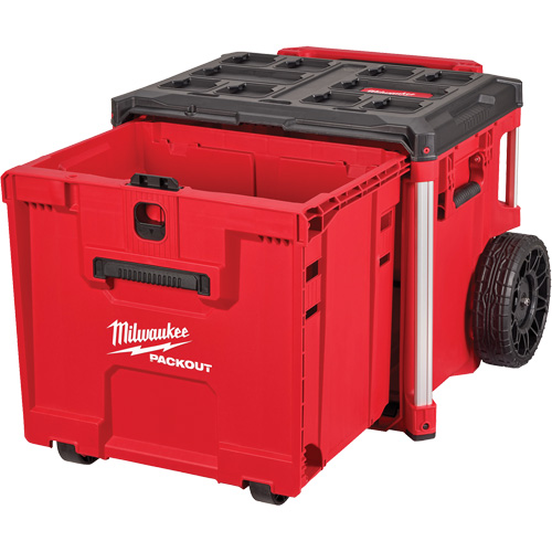 Coffre &agrave; outils roulant avec tiroir PACKOUT, 19" x 24" x 20", Noir/Rouge O-Max