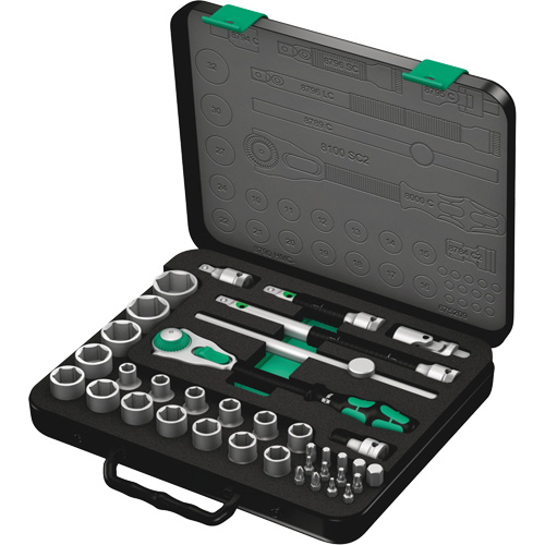 8100 SC 2 Zyklop Speed Ratchet Set, 37 Pcs, 3/8" Drive Size O-Max