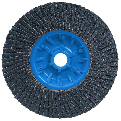 Disque &agrave; lamelles POWERBLEND TRM QC, 5" x 5/8"-11, Type 27, Grain Z40, Alumine de zirconium O-Max