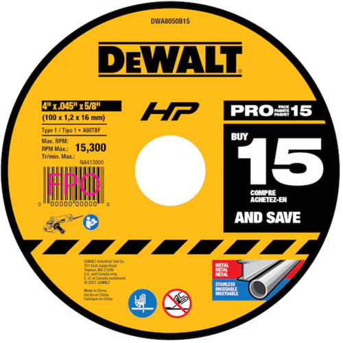 All-Purpose Cutting Wheel, 4" x 0.45", 5/8" Arbor, Type 1, Aluminum Oxide O-Max