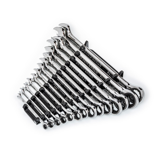 90-Tooth 12 Point SAE Wrench Set, Ratcheting Combination, 14 Pieces, Imperial O-Max