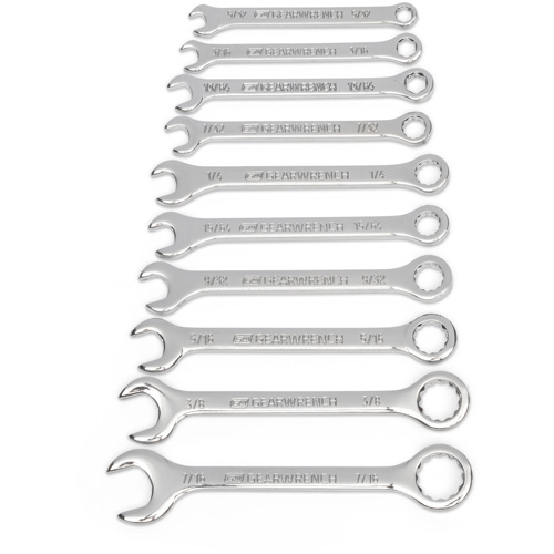 SAE Midget Wrench Set, Combination, 10 Pieces, Imperial O-Max