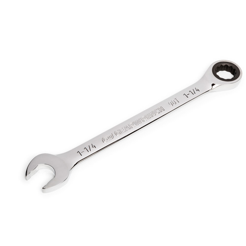 90-Tooth Ratcheting Combination Wrench, 12 Point, 1-1/4", Chrome Finish O-Max