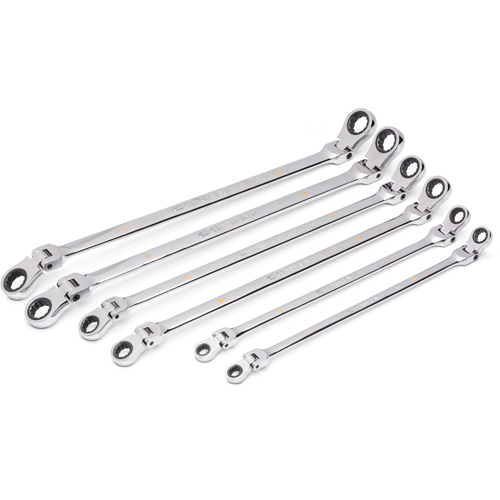 90-Tooth 12 Point Metric GearBox Double Ratcheting Wrench Set, Flex Head, 6 Pieces, Metric O-Max