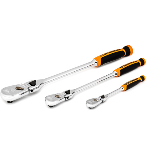 1/4", 3/8" & 1/2" Drive 90-Tooth Dual Material Locking Ratchet Set O-Max