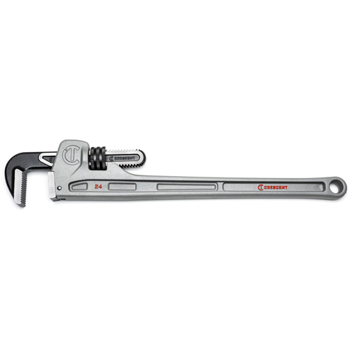 Pipe Wrench, 3-1/2" Jaw Capacity, 24" Long, Powder Coated Finish, Ergonomic Handle O-Max