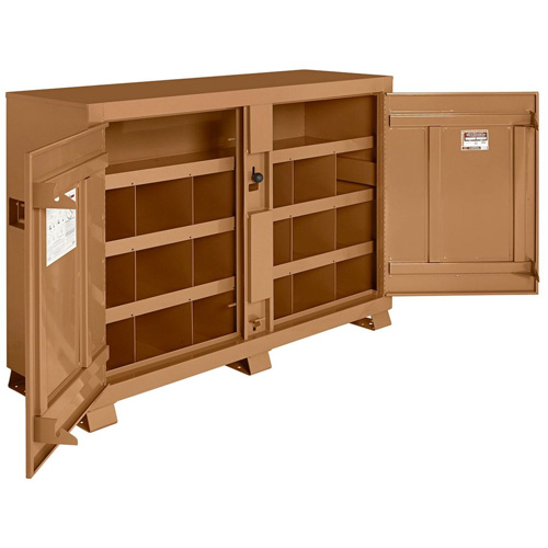 Model 129 Bin Storage Cabinet with Padlock, Steel, 48 Cubic Feet, Tan O-Max