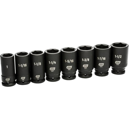 Jeu de douilles SAE &agrave; 6 pans, 8 Mcx, Chocs, Prise de 3/4", Profond O-Max