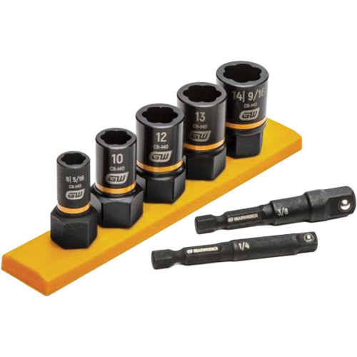 Jeu de douilles d'extraction m&eacute;trique Bolt Biter, 7 Mcx, Chocs, Prise de 1/4"/3/8" O-Max