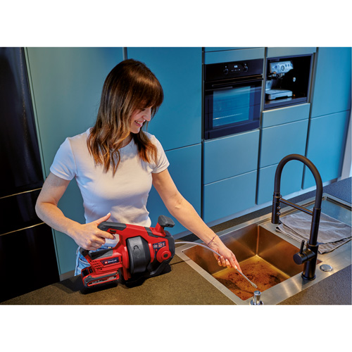 TE-DA 18/760 Li 18V Cordless Drain Auger (Tool Only), Powered, 25' Cable Length, 1/4" Cable Diameter O-Max