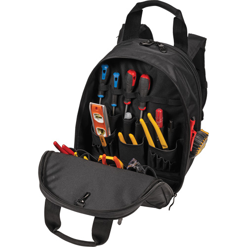 Phantom Collection 36-Pocket Tool Backpack, 11" L x 14-1/2" W, Black, Ballistic/Polyester O-Max