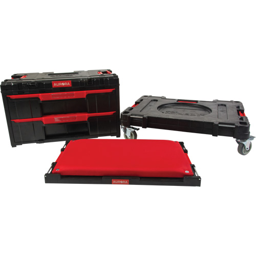 Ensemble de coffres &agrave; outils Arx de 3 morceaux avec socle &agrave; roulettes pivotantes, 23-1/10" x 15" x 13-2/5', Noir O-Max