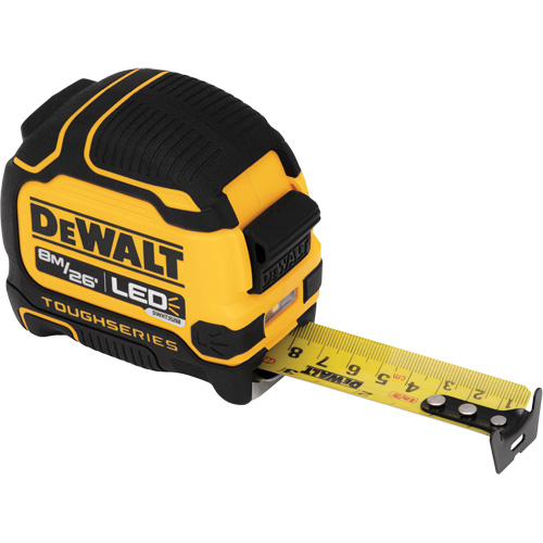 TOUGHSERIES Lighted Tape Measure, 26'/8 m, Imperial & Metric Graduations O-Max
