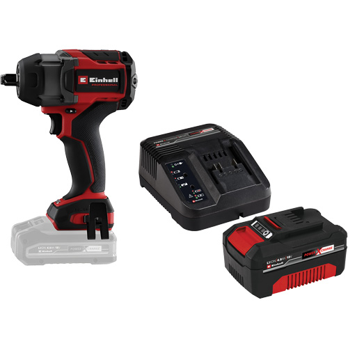 Cl&eacute; &agrave; chocs professionnelle sans fil avec batterie 4 Ah PXC et ensemble de d&eacute;part de chargeur, 18 V, Mandrin 1/2" O-Max
