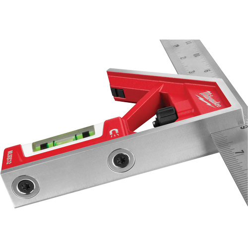 Magnetic Combination Square, 12" L, Stainless Steel, Plain O-Max