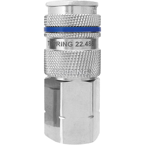 QUIKSILVER Industrial Quick Coupler, Nickel Plated Brass, 1/2", Female NPT, 500 psi O-Max