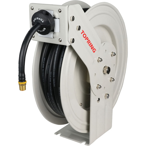 D&eacute;vidoir de tuyau &agrave; rappel automatique &agrave; bras simple de type L MAXREEL avec tuyau en caoutchouc, Air, 3/8" x 50', Tuyau simple, 250 PSI O-Max