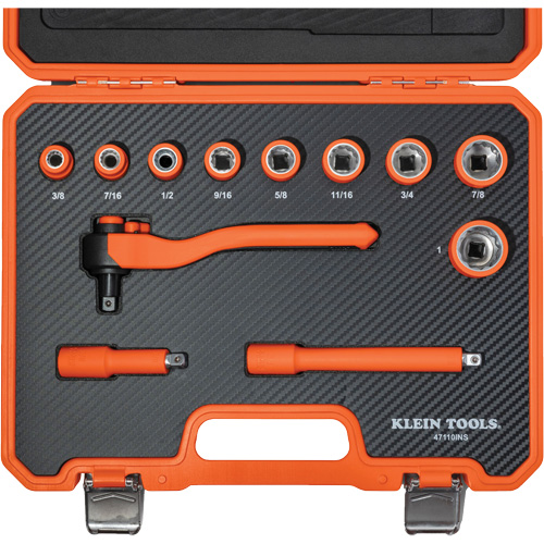 Insulated Ratchet & Socket Set with Case, 1000 V, 12 Pcs O-Max