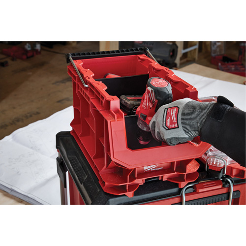 PACKOUT Compact Crate, 15-1/2" x 9-1/2" x 8-3/4", Black/Red O-Max