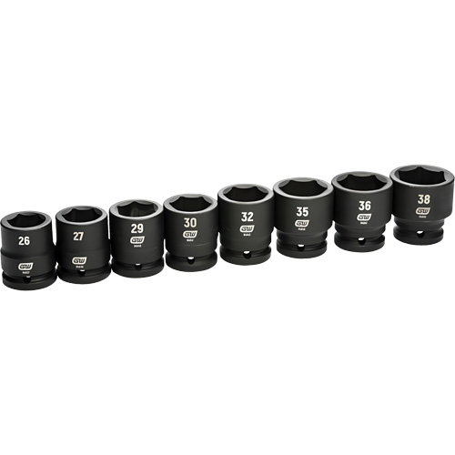 Jeu de douilles m&eacute;triques &agrave; 6 pans, 8 Mcx, Chocs, Prise de 3/4" O-Max