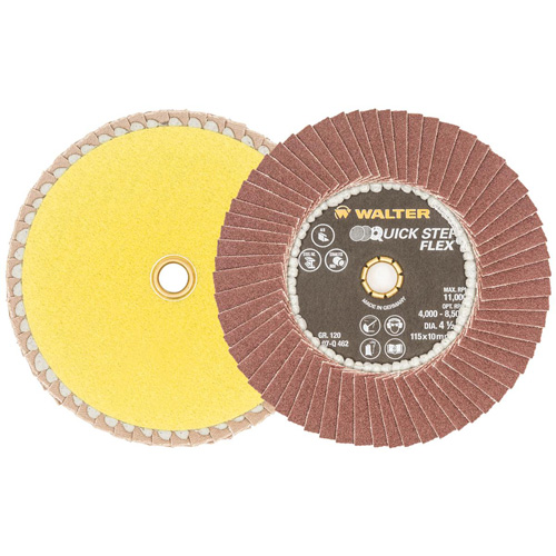 QUICK-STEP FLEX Flap Disc, 4-1/2" x Type 29, 120 Grit, Aluminum Oxide O-Max